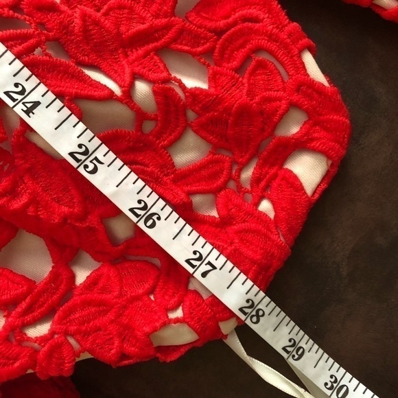 JOA Off the Shoulder Red Lace Mini Dress NWT XS - Picture 9 of 9